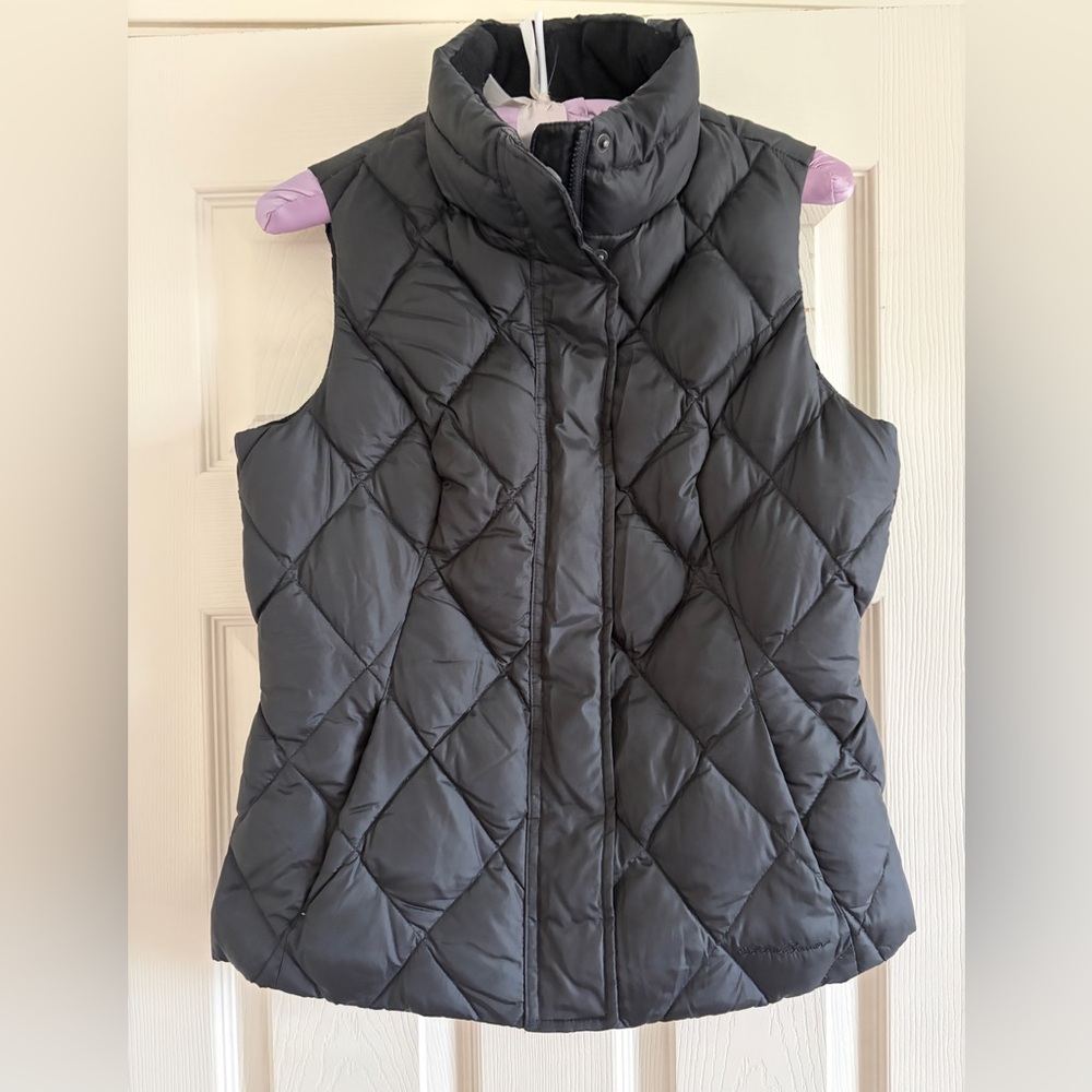 Eddie Bauer Black Goose Down Puffer Vest Women Size Small